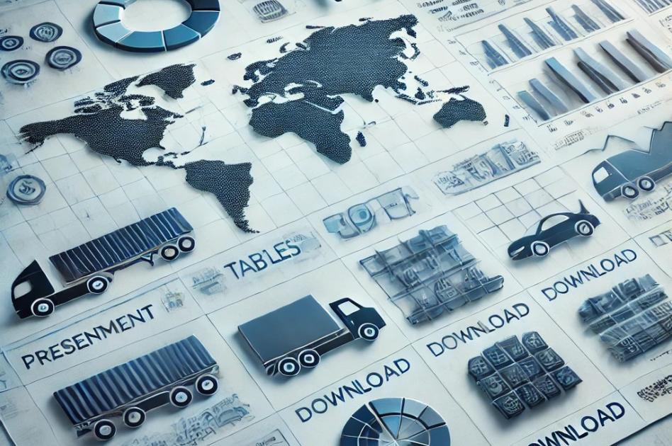 Imagen generada por IA describiendo datos y gráficos relacionados a la logística